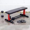 Vitox Fitness - Flat Bench VB100, with durable steel frame, high-density padding, and wide base for stability, with dumbbell storage shelf under pad, Ideal for strength training and versatile gym use.