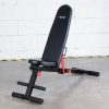 Vitox Fitness - Foldable weight bench VB110 with adjustable backrest and leg support, designed for space-saving storage. Features durable padding for comfort during strength training exercises.